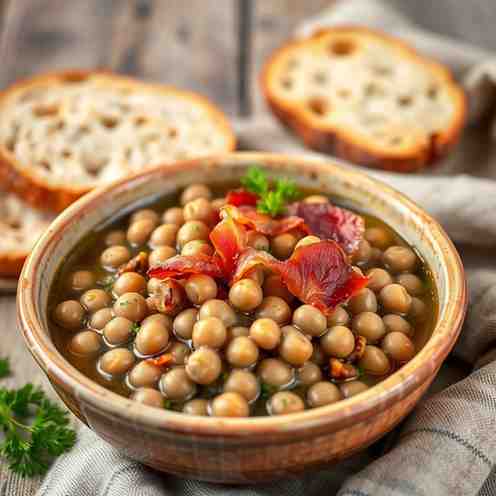 Hearty Grey Peas with Bacon - Easy Latvian Pea Meal Bacon Recipe